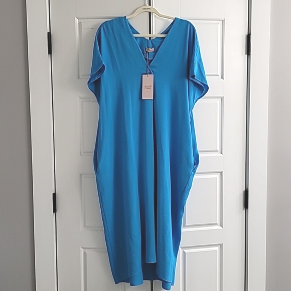 NWT Goose Island midi lightweight dolman kaftan dress with pockets, size L-XL